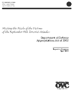 Meeting the Needs of the Victims of the September 11th Terrorist Attacks: Department of Defense Appropriations Act of 2002 Report to Congress cover