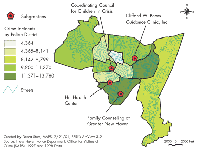 Exhibit 11: Locations of 1997 and 1998 Subgrantees in New Haven, CT